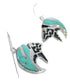 Sterling Silver Turquoise Inlay Bear Arrow Hook Dangle Earrings VX55826